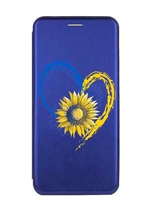 Чехол-книжка с рисунком для xiaomi redmi 9a синий :: сердце с подсолнухом. украина (принт 260)
