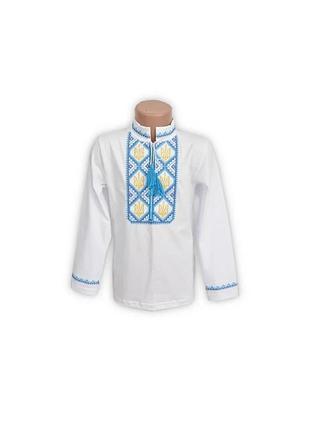 Вишиванка для хлопчиків довгий рукав біла фулікра