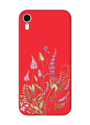 Матовый красный чехол на apple iphone xr :: цветочная идиллия (принт 382)