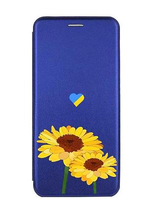 Чехол-книжка с рисунком для samsung galaxy a24 (a245) синий :: желтые цветы (принт 364)
