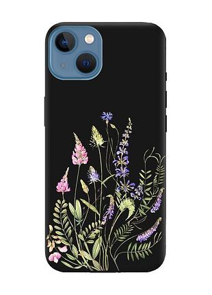 Матовий чорний чохол на apple iphone 13 :: квіткова ідилія (принт 382)