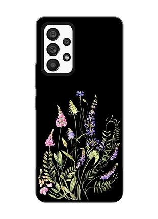 Матовий чорний чохол на samsung galaxy a53 4g/5g :: квіткова ідилія (принт 382)