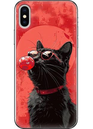 Чехол силиконовый с картинкой на iphone x (стильный котик)