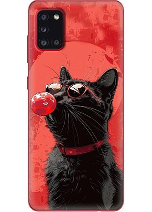 Чехол силиконовый с картинкой на samsung galaxy a31 (a315) (стильный котик)