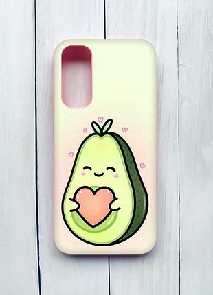 Матовый чехол с розовыми боками на samsung galaxy a05s (a057) :: кавай авокадо с сердечком (принт 310)