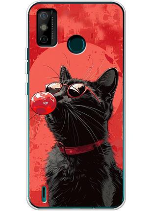 Чохол силіконовий з картинкою на tecno spark 6 go (стильний котик)