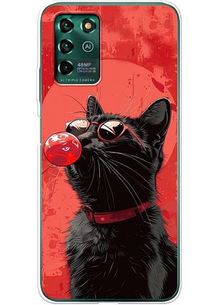 Чехол силиконовый с картинкой на zte blade v30 vita (стильный котик)