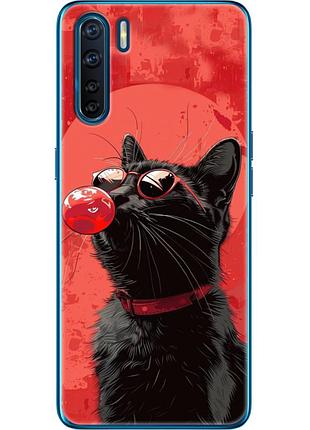 Чехол силиконовый с картинкой на oppo a91 (стильный котик)
