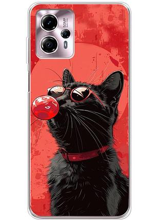 Чехол силиконовый с картинкой на motorola g13 (стильный котик)