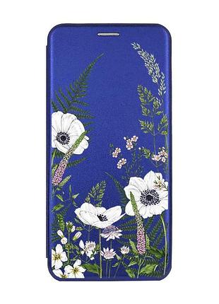 Чохол-книжка з малюнком для xiaomi redmi note 13 4g синій :: квіти польові (принт 363)