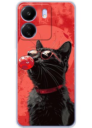 Чехол силиконовый с картинкой на xiaomi poco c65 (стильный котик)