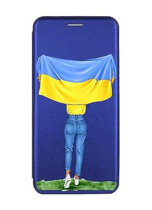 Чохол-книжка з малюнком для samsung galaxy а25 (a256) синій :: дівчина з прапором (принт 263)