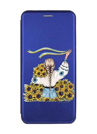 Чохол-книжка з малюнком для samsung galaxy а25 (a256) синій :: дівчина зі стрічкою (принт 25)