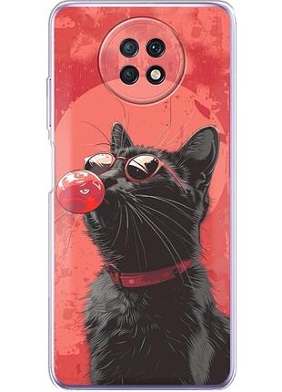 Чехол силиконовый с картинкой на xiaomi redmi note 9t (стильный котик)