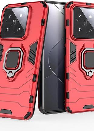 Чехол fiji ring для xiaomi 14 pro бронированный бампер с кольцом подставкой красный