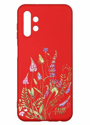 Матовий червоний чохол на samsung a13 4g :: квіткова ідилія (принт 382)
