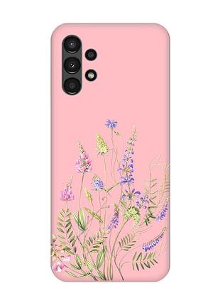 Матовий рожевий чохол на samsung a13 4g :: квіткова ідилія (принт 382)