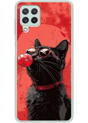 Чехол силиконовый с картинкой на samsung galaxy a22 4g (a225) (стильный котик)