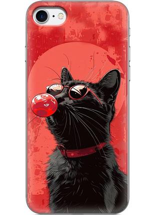 Чохол силіконовий з картинкою на iphone se 2020 (стильний котик)