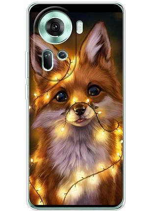 Чехол силиконовый с картинкой на oppo reno 11 5g (новогодний, лисичка)