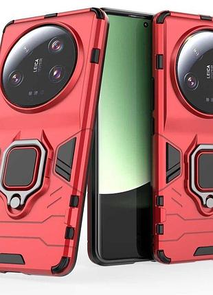 Чехол fiji ring для xiaomi 13 ultra бронированный бампер с кольцом подставкой красный