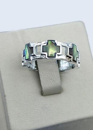 Кольцо серебряное с гелиотисом "крестик" 18 4,81 г