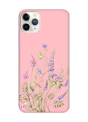 Матовый розовый чехол на iphone 11 pro max (6.5) :: цветочная идиллия (принт 382)