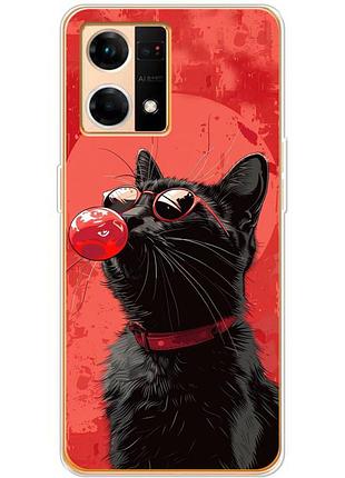 Чехол силиконовый с картинкой на oppo reno 7 4g (стильный котик)