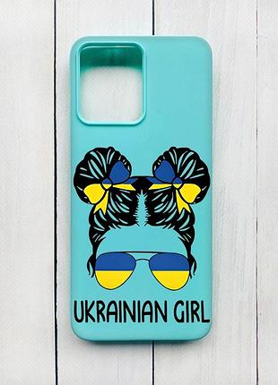 Матовий чохол на xiaomi redmi 12 бірюзовий :: українська дівчина (принт 113)