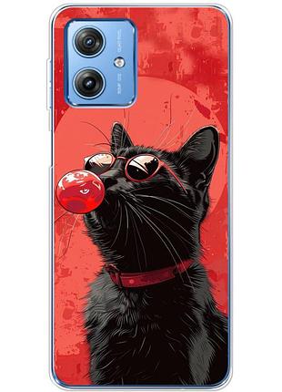 Чехол силиконовый с картинкой на motorola g54 5g (стильный котик)