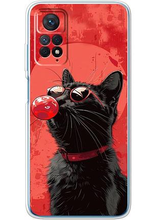 Чохол силіконовий з картинкою на xiaomi redmi note 11e pro (стильний котик)