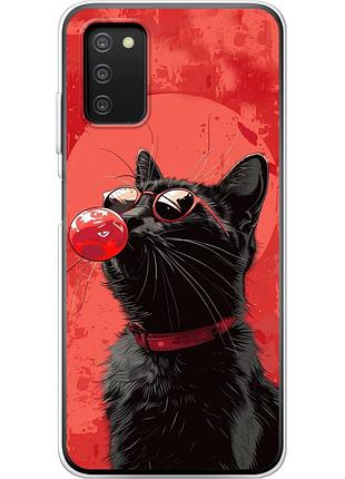 Чехол силиконовый с картинкой на samsung galaxy a03s (a037) (стильный котик)