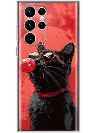 Чохол силіконовий з картинкою на samsung galaxy s22 ultra (s908) (стильний котик)