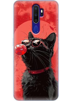Чехол силиконовый с картинкой на oppo a9 2020 (стильный котик)