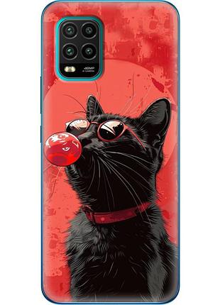 Чехол силиконовый с картинкой на xiaomi mi 10 lite (стильный котик)