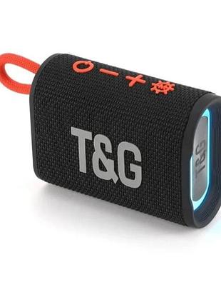 Портативная аккумуляторная bluetooth колонка с rgb подсветкой, fm radio, aux, tf-car t&g tg-396 (5w) black