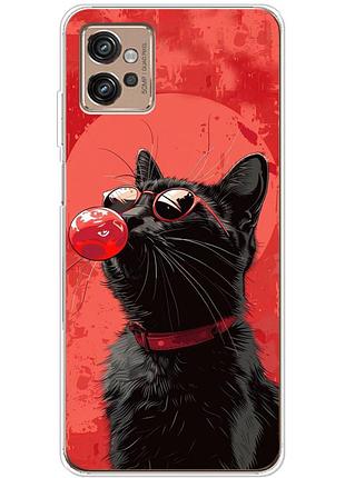 Чехол силиконовый с картинкой на motorola g32 (стильный котик)