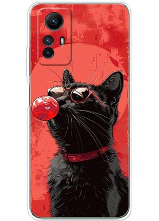 Чохол силіконовий з картинкою на xiaomi redmi note 12s (стильний котик)