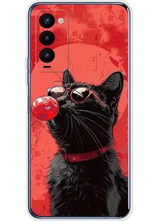 Чохол силіконовий з картинкою на tecno camon 18p (стильний котик)