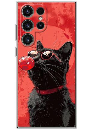 Чехол силиконовый с картинкой на samsung galaxy s24 ultra (стильный котик)