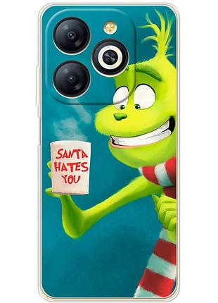 Чехол силиконовый с картинкой на infinix smart 8 plus (новогодний, гринч)