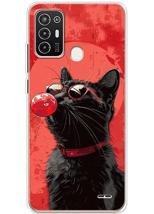 Чехол силиконовый с картинкой на zte blade a52 (стильный котик)