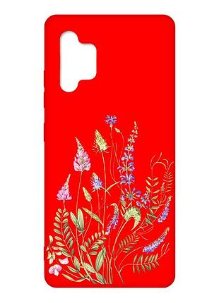 Матовый красный чехол на samsung galaxy a32 :: цветочная идиллия (принт 382)