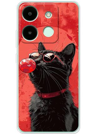 Чехол силиконовый с картинкой на infinix smart 7 hd (стильный котик)