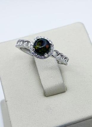 Кольцо серебряное с чёрным опалом 17,5 1,78 г