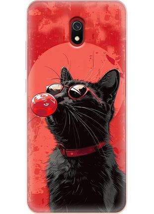 Чехол силиконовый с картинкой на xiaomi redmi 8a (стильный котик)