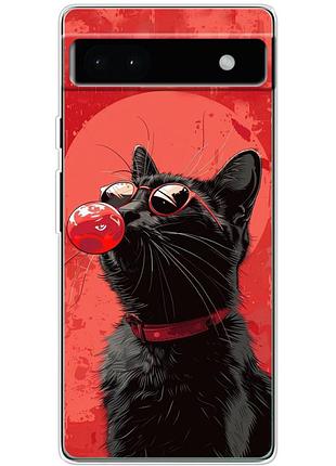 Чохол силіконовий з картинкою на google pixel 6a (стильний котик)