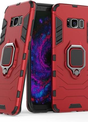 Чехол fiji ring для samsung s8 plus (g955) бронированный бампер с кольцом подставкой красный