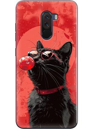 Чехол силиконовый с картинкой на xiaomi pocophone f1 (стильный котик)
