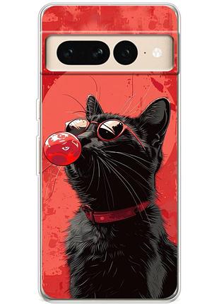 Чехол силиконовый с картинкой на google pixel 7 pro (стильный котик)
